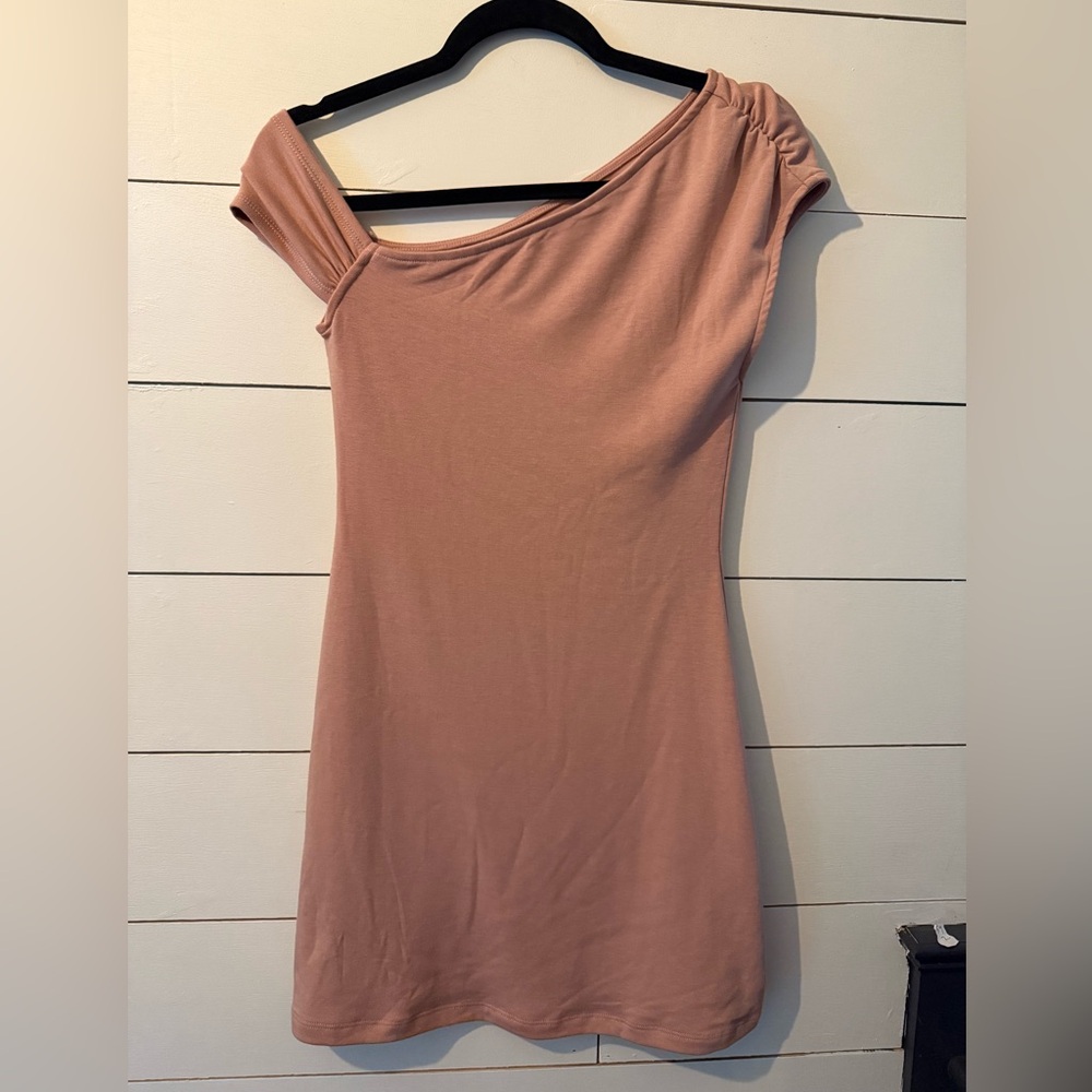 Free People One-Shoulder Dusty Rose Mini Dress